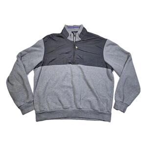 Zegna Sport - Gray Nylon Chest Panel 1/4 Zip Fleece High Neck Pullover - Sz XXL